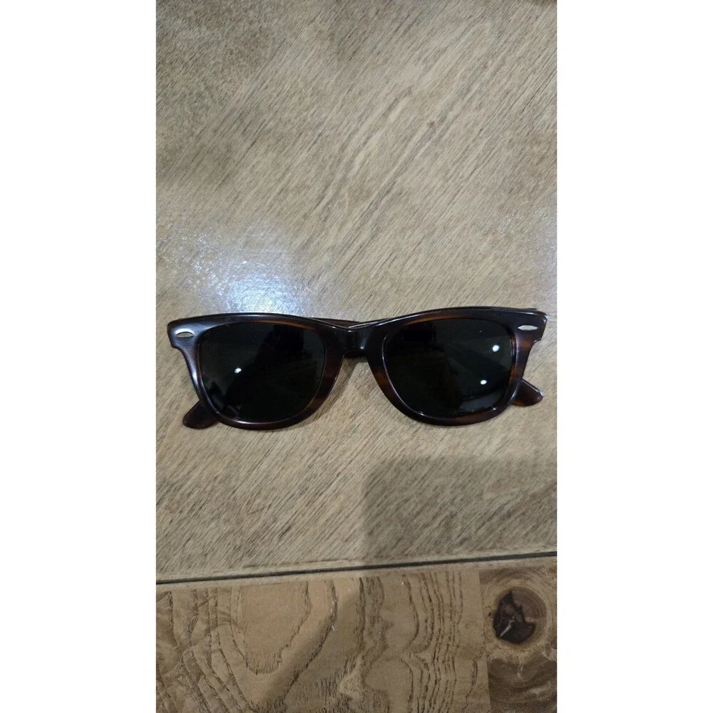 Vtg 60s 70s B&L 5024 Ray-Ban USA Wayfarer Mock Tortoise thick Frame Sunglasses